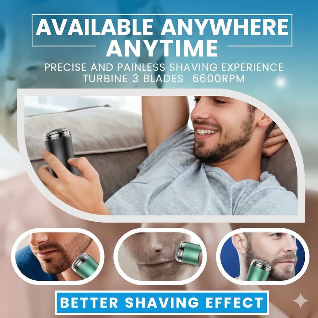 Pocket-Sized Electric Shaver CHM-008 – Rechargeable with 90-Day Battery & Washable Head