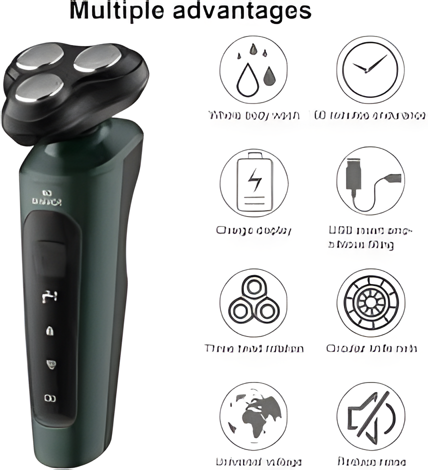 AKOVA 9D Electric Shaver – 3-in-1 Multifunctional Rechargeable & Washable Razor