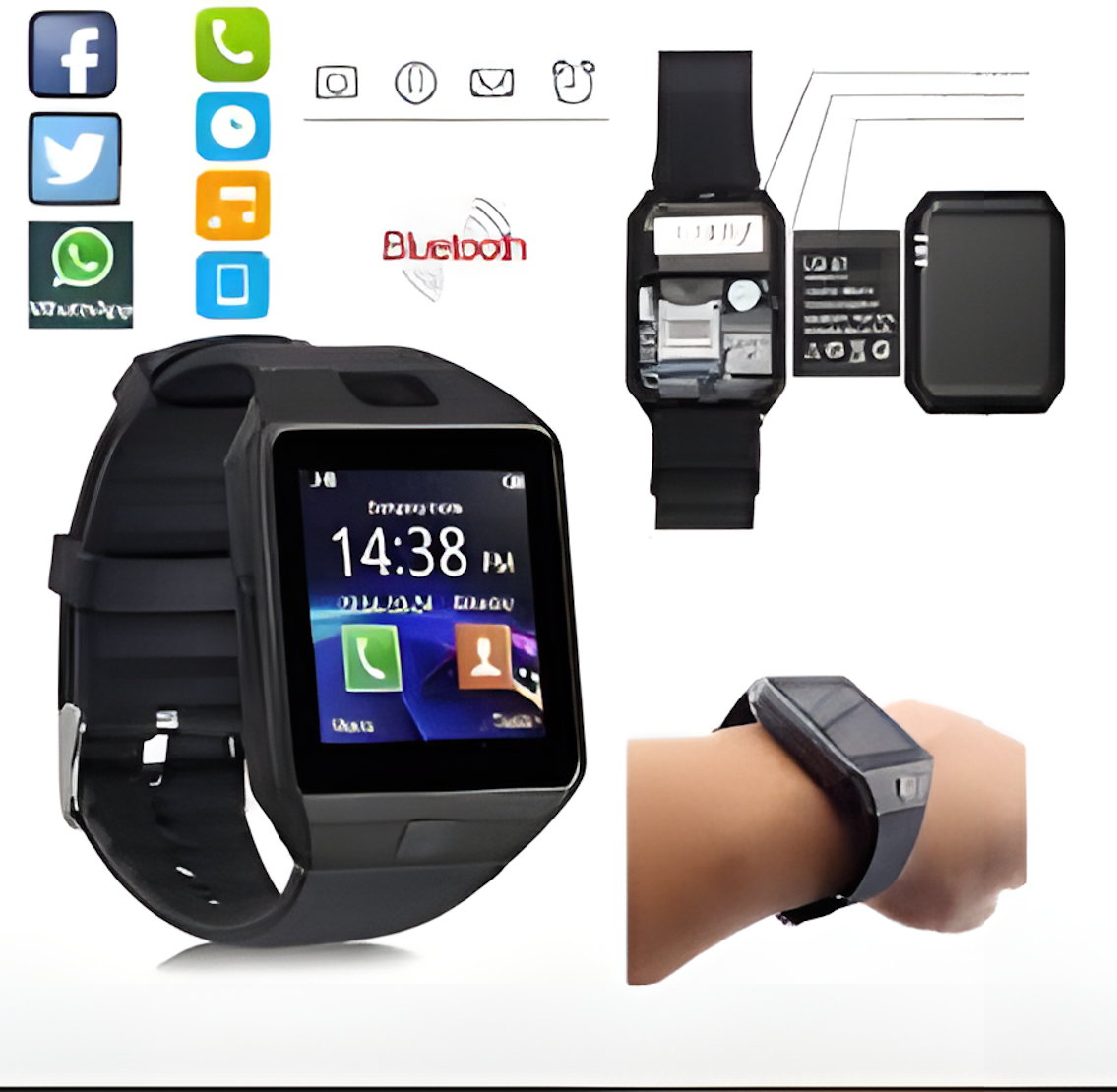 DZ09 Smart Mobile Watch – SIM Card, Bluetooth Calling & Touch Screen
