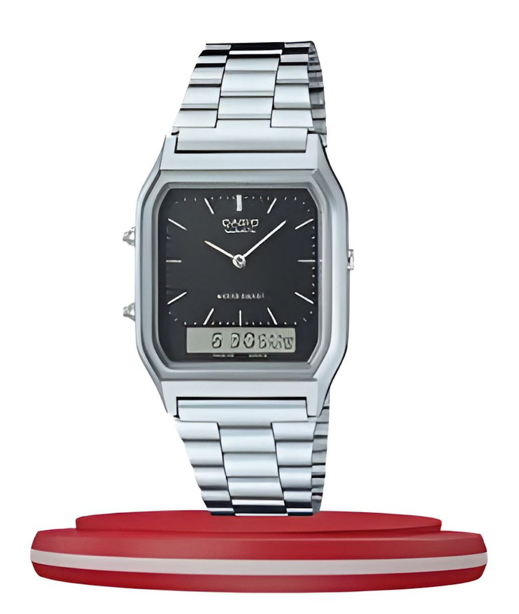 Vintage Dual Display Chain Watch – Retro Analog & Digital LED Bracelet Watch for Men & Women