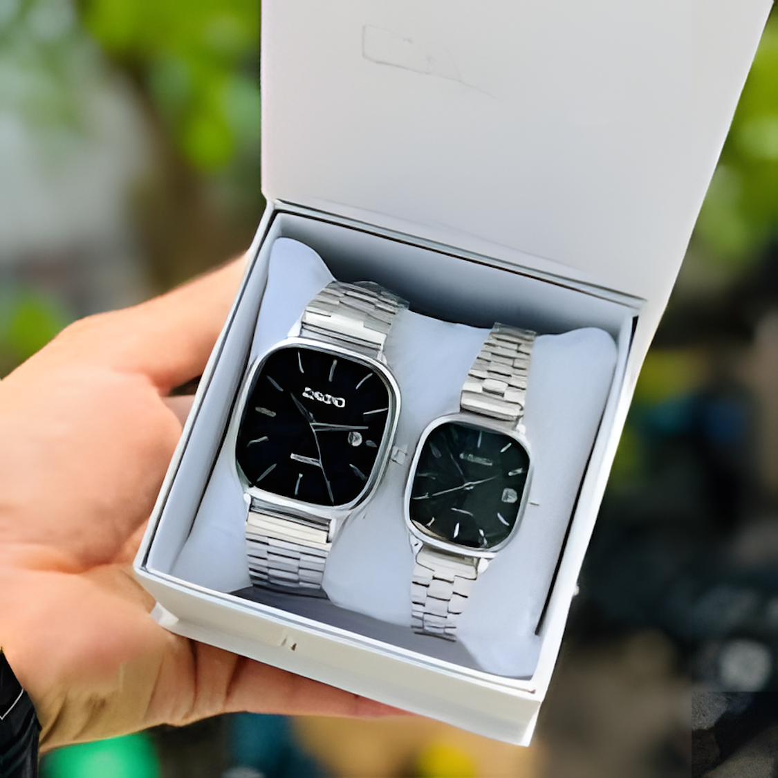 Casio A138 Couple Watch Set – Retro Digital + Analog Stylish Stainless Steel Watches for Him & Her